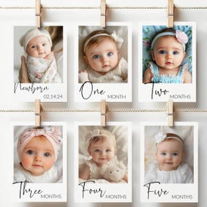 First Birthday Photo Banner: Minimalist Milestone Cards (Digital Download)