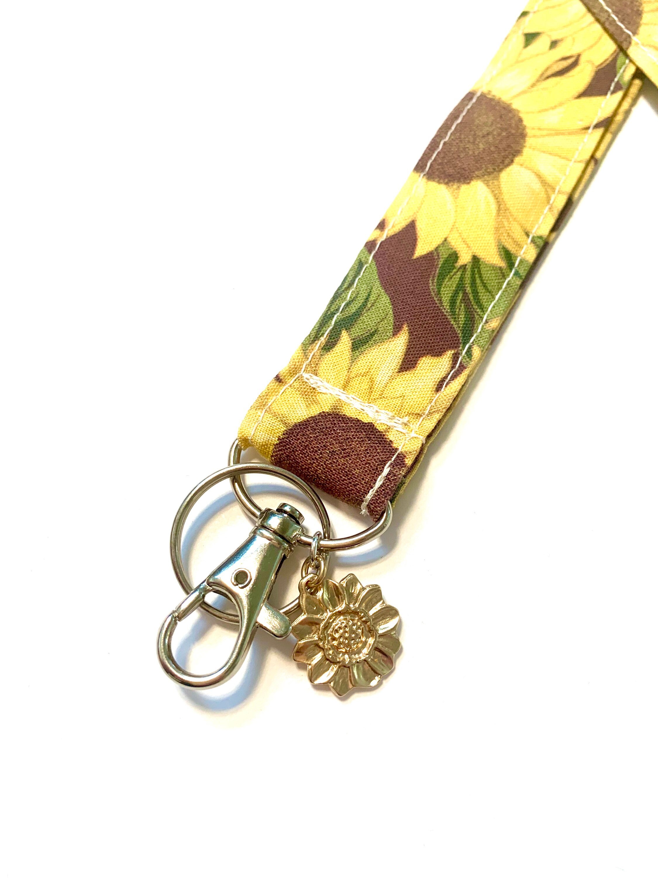 Sunflower Pattern Lanyard//Sunflower Fabric Lanyard//Sunflower Etsy