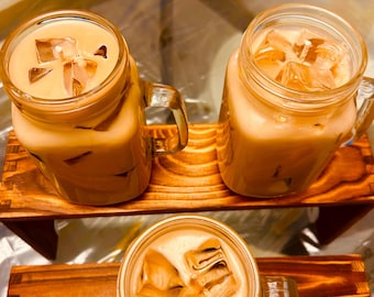 Candela al caffè freddo in tazza di vetro - Cera di soia realistica al profumo di caffè/Candela realistica per bevande/Regalo per gli amanti del caffè