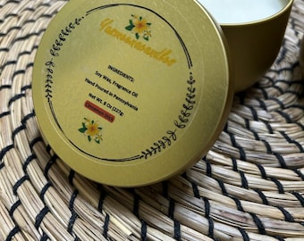 Candele profumate in cera di soia al 100% in lattine dorate da 8 once - Regalo o decorazione per la casa - Fatte a mano da Yasmeencandles