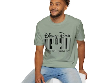 Disney Dad barcode Mickey silhouette T-Shirt | Scannable design