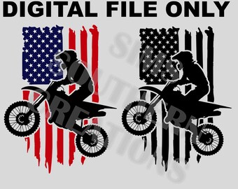 Motor Cross with Flag, Dirt Bike Flag, Racing  SVG, PNG, JPG, Dxf, Eps File Only Instant Download
