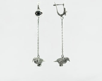 Earrings "RAVENS", silver jewelry, silver earrings, handmade jewelry, raven