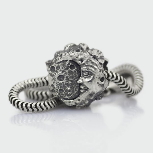Sterling Silver Sun and Moon Bead – Solstice Charm for Bracelet