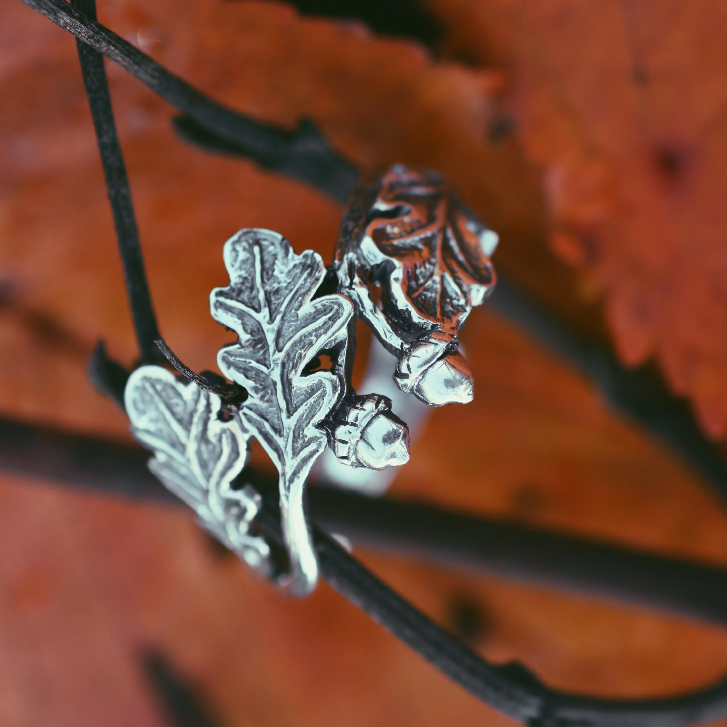 Maple Oak Ring, Sterling Silver Leaf Ring, Autumn Forest Jewelry ...