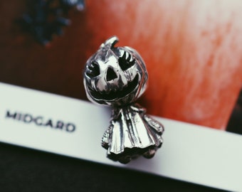 Bead Ms Voodoo Doll, silver charm for bracelet, halloween jewelry gift