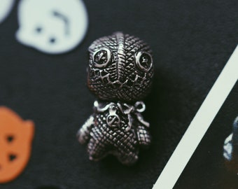 Bead Mr Voodoo Doll, pagan charms, creepy halloween beads, silver charm for bracelet