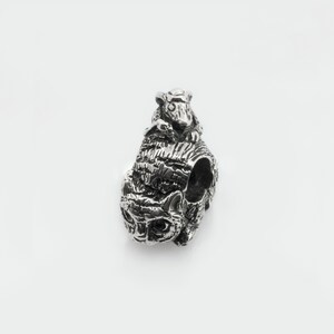 Bead "Tattoo artist", silver bead, mouse and cat, silver jewelry, handmade jewelry, handmade beads