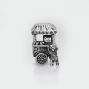 Silver Coffee Shop Bead – Cute Café Charm for Bracelet – Cozy Street Coffeehouse – Fits most charm bracelets