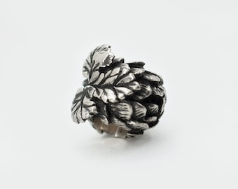 Handmade Sterling Silver Hops Bead - Plant Charm for Pandora Bracelet