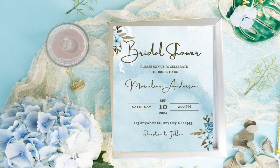 Blue Simple Bridal Shower Invitation Square - Etsy