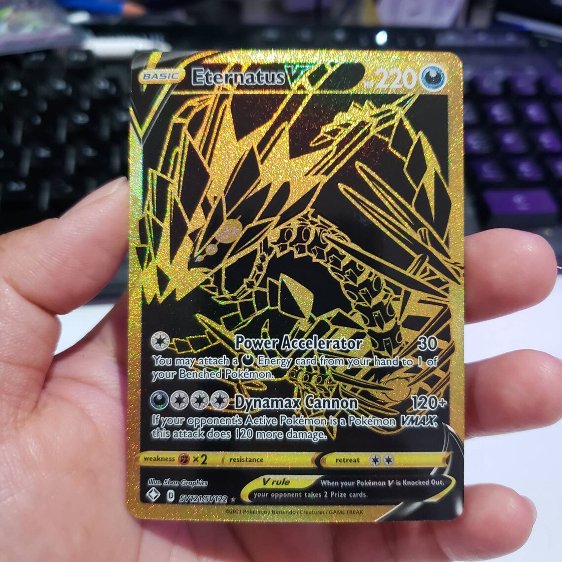 Eternatus V Full Art SV121 SV122 Shining Fates Gold Hyper Rare Etsy