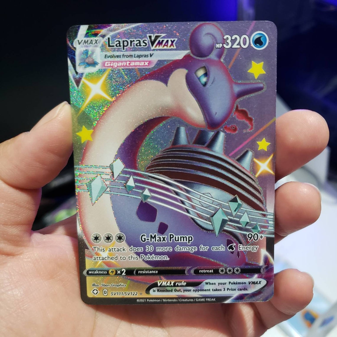 Shiny Lapras Vmax Full Art SV111/SV122 Shining Fates Gold | Etsy