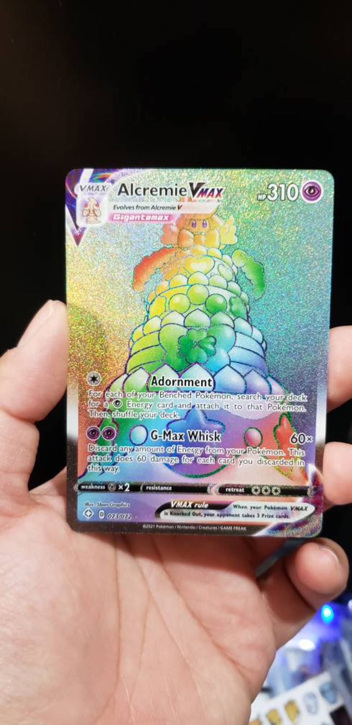 Alcremie VMAX Secret Rainbow rare card 073/072 Shining Fates Etsy