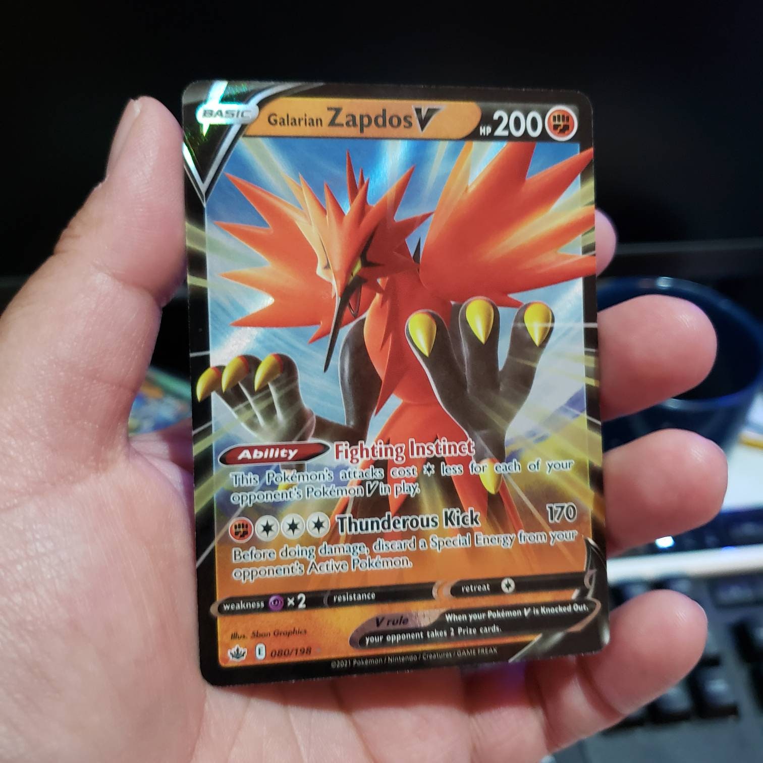 Galarian Zapdos V Ultra rare card 080/198 Chilling Reign NM Etsy