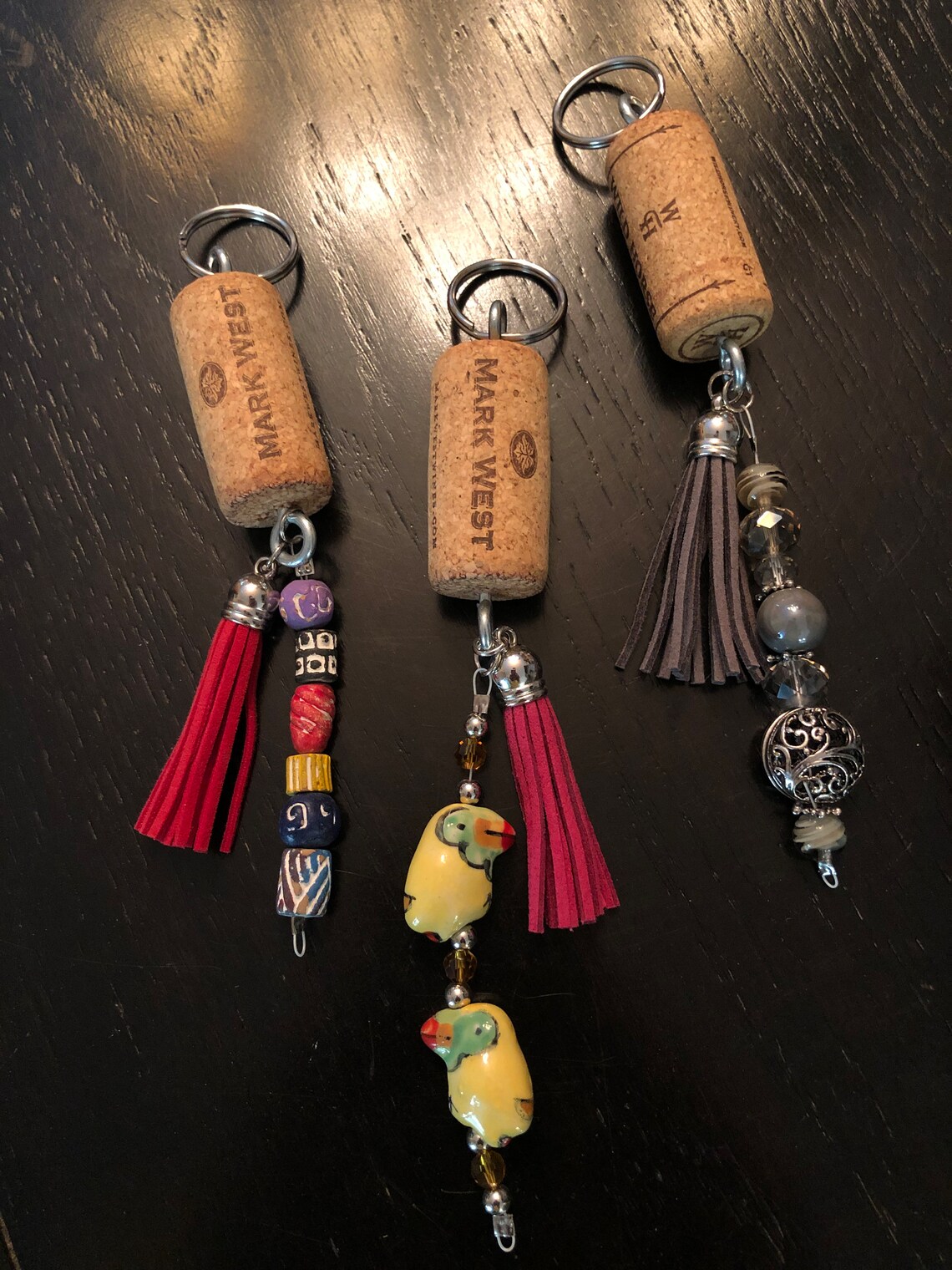 Wine Cork Key Chains With Beads Etsy