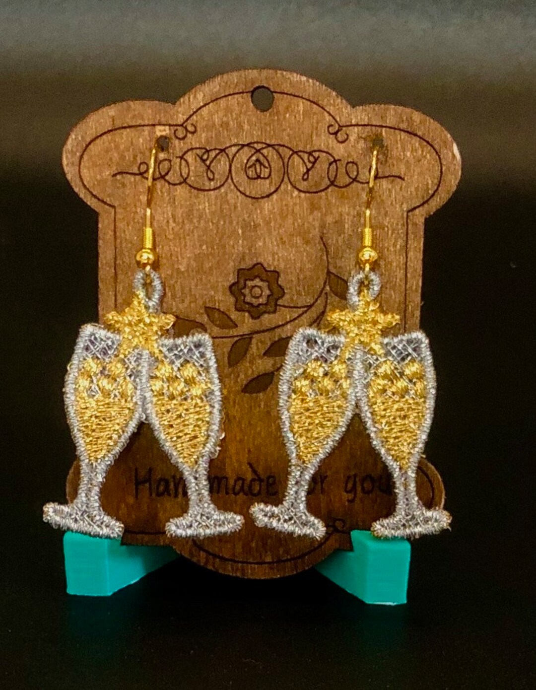 Champagne Flute Celebration Earrings Silver and Gold New Etsy