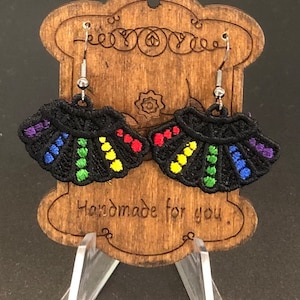 RBG Lace Dissent Earrings, Ruth Bader Ginsburg Earrings, Pride Earrings