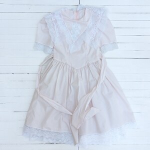 Vintage Jessica McClintock Pink Girl&#39;s Party Dress with Oversized Lace Collar & Lace Details | Girl&#39;s Dress | Vintage Girl&#39;s Dress | Size 8