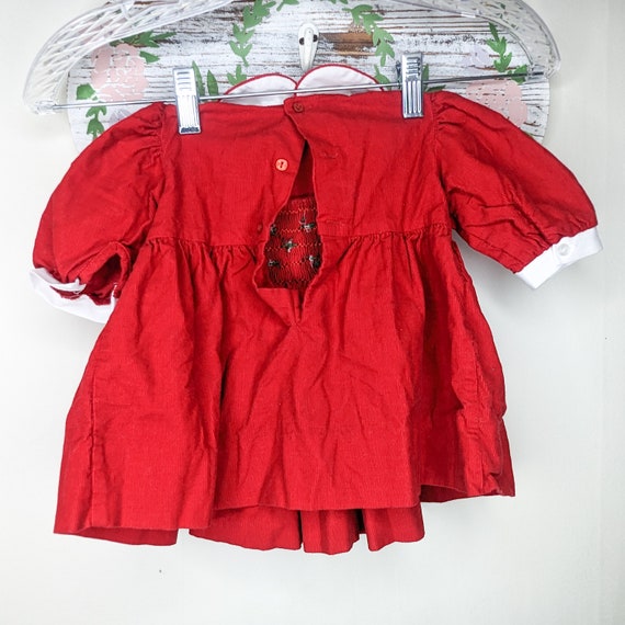 Vintage Red Baby Girl's Collared Dress with Smock… - image 5