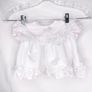 Pink & White Vintage Baby Girl&#39;s Dress Set with Lace Detail | Vintage Baby Dress Set | Vintage Girl&#39;s Dress | Size 6-9 Months