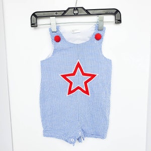 Little Wishes Blue and White Gingham Baby Onesie Romper 100% Cotton | 6-12 Months