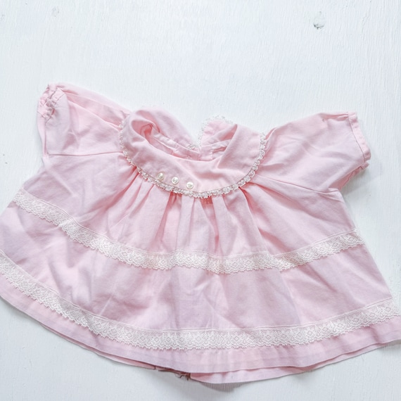 Vintage Pink Collared Baby Girl's Dress with Lace… - image 1