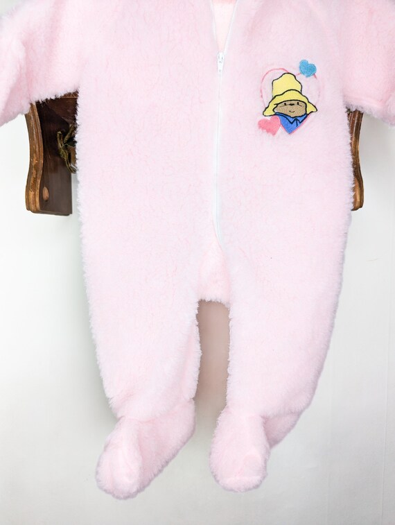 Vintage Paddington Bear Pink Baby Onesie Baby Hoo… - image 3