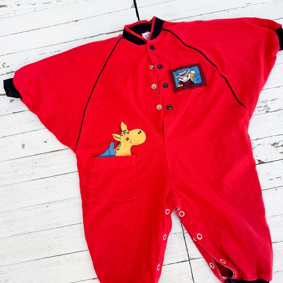 Vintage 1990's Red Buster Brown Baby Jumper with … - image 2