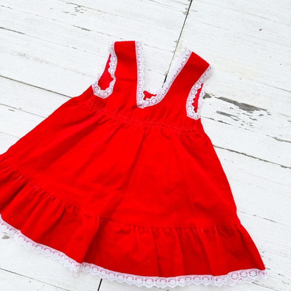 Vintage Red Baby Dress with Lace Detail | Retro B… - image 3