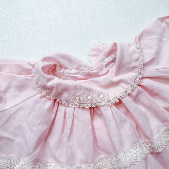 Vintage Pink Collared Baby Girl's Dress with Lace… - image 3