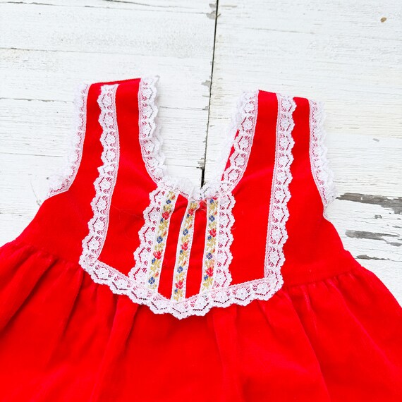 Vintage Red Baby Dress with Lace Detail | Retro B… - image 4