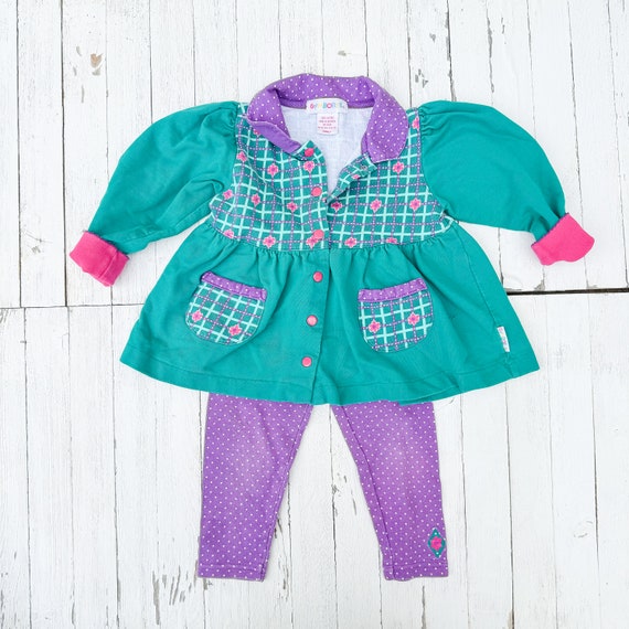 Vintage 90s Gymboree Teal & Purple Girl's Clothing Set Vintage Baby  Clothing Retro Baby Dress 90s Baby Fashion 100% Cotton 