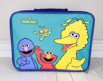 Vintage Sesame Street Muppets Childs Suitcase on Wheels Romar