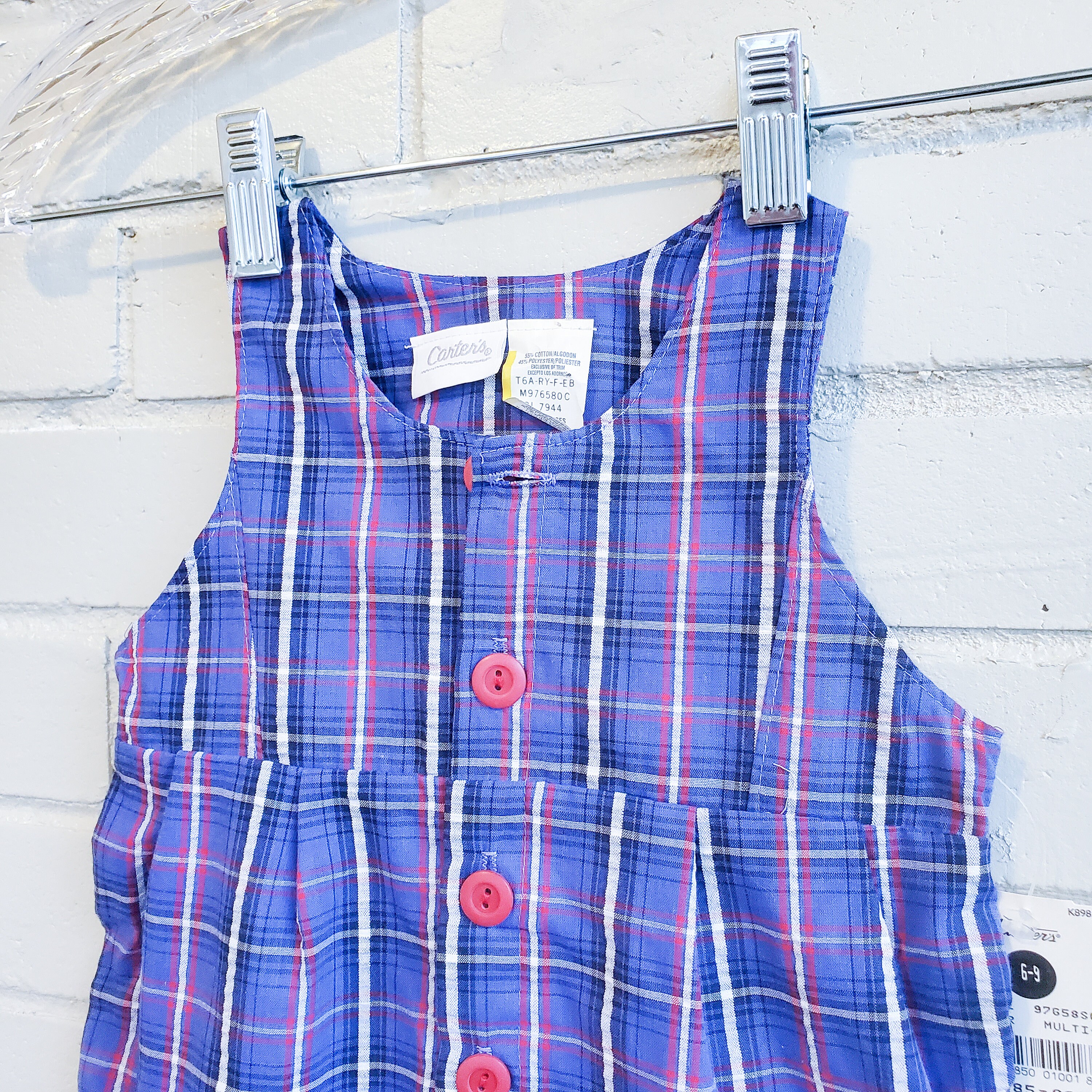 Vintage Carter's Plaid Whale Baby Overalls | New With Tags