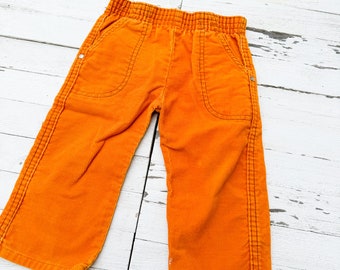 Vintage Burnt Orange Corduroy Baby Pants with Oversized Pockets | Retro Baby Clothing | Vintage Baby Pants | Size 12 Months