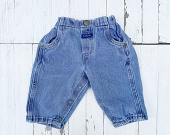 Vintage 1980s Baby Guess Blue Denim Baby Jeans | 100% Cotton | Made in USA | Vintage Baby Clothing | Size 9 Months