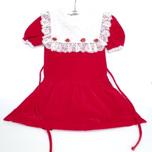 Vintage Rose Red Rose Collared Cottage Girl&#39;s Party Dress | Size 6X