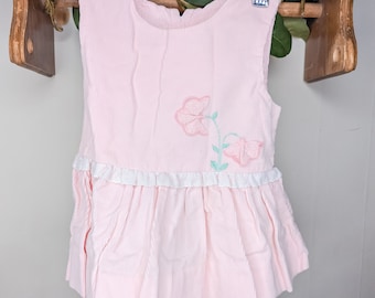 Vintage Pink Baby Girl's Corduroy Dress set with Blouse | Vintage Baby Girl's Clothes | Vintage Baby Dress | 24 Months