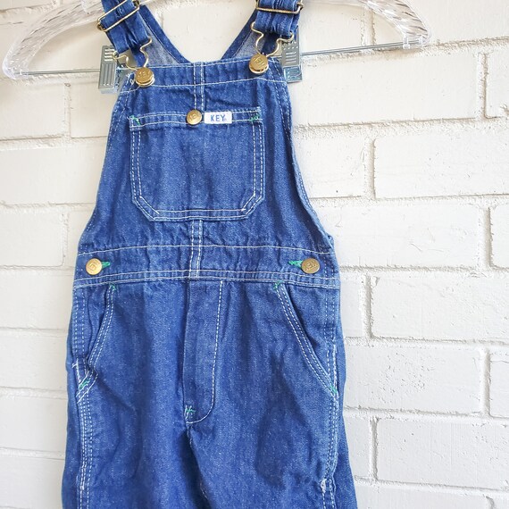 Vintage Denim Blue Jean Key Baby Overalls Kids Ov… - image 3