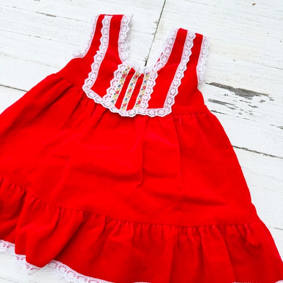 Vintage Red Baby Dress with Lace Detail | Retro B… - image 1