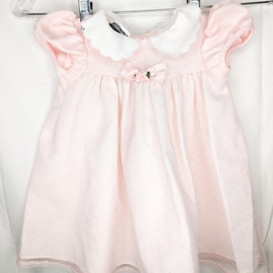 Vintage Pink & White Collared Baby Dress | Vintage Baby Girl&#39;s Dress | Vintage Toddler Dress | Size 2T