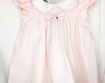 Vintage Pink & White Collared Baby Dress | Vintage Baby Girl's Dress | Vintage Toddler Dress | Size 2T