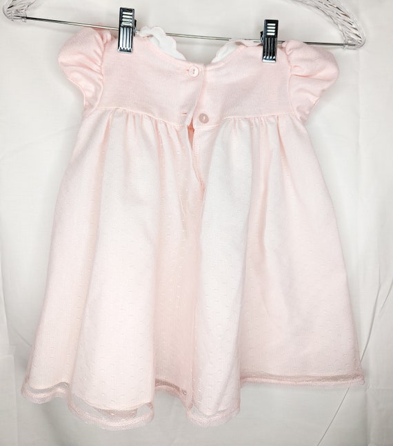 Vintage Pink & White Collared Baby Dress | Vintag… - image 5