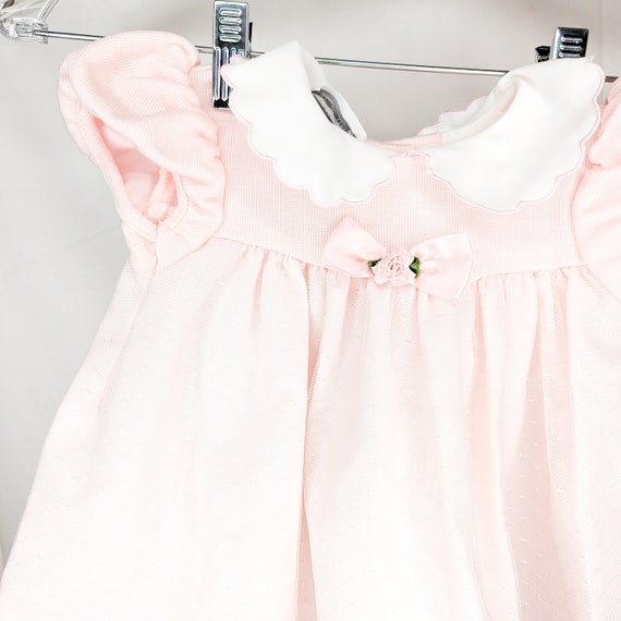 Vintage Pink & White Collared Baby Dress | Vintag… - image 3