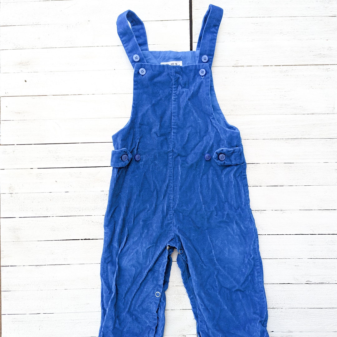 Vintage Vibrant Blue Corduroy Baby Overalls Vintage Baby Boy Overalls