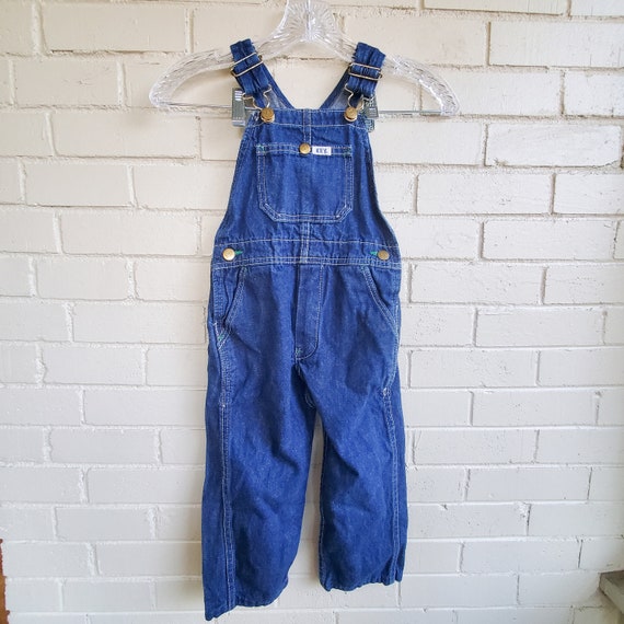 Vintage Denim Blue Jean Key Baby Overalls Kids Ov… - image 1