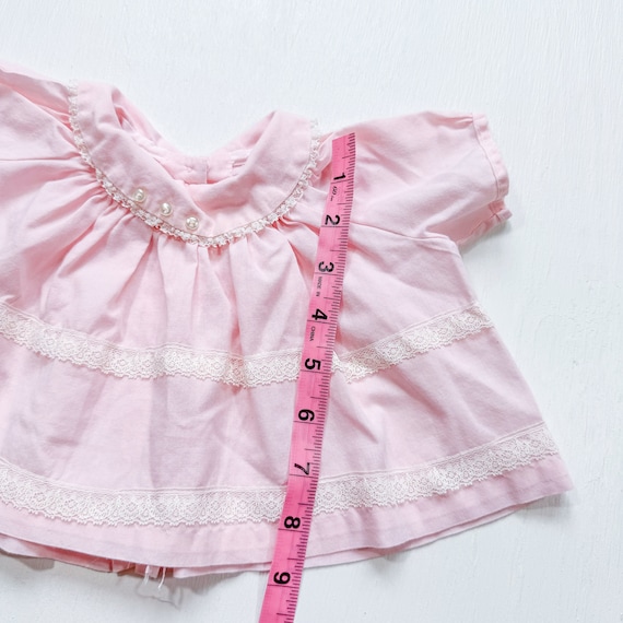 Vintage Pink Collared Baby Girl's Dress with Lace… - image 5