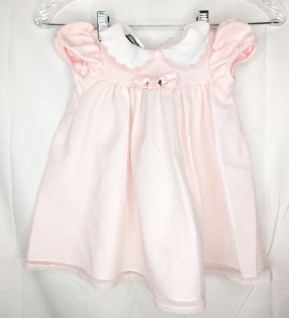 Vintage Pink & White Collared Baby Dress | Vintag… - image 2