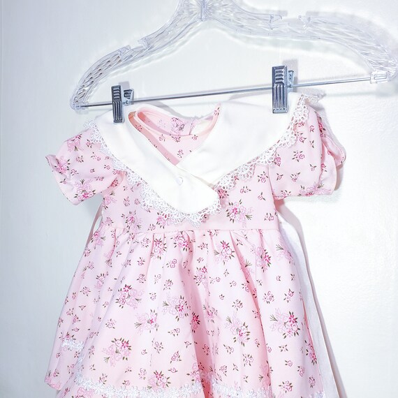 Vintage Pink Floral Baby Girl's Dress with Collar… - image 5